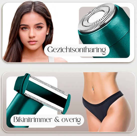 4-in-1 Bikini Trimmer + Reisetasche - Sansbeauté® - Gesicht - Achseln - Beine - Bikinizone - Augenbrauentrimmer - Gesichtshaarentfernung Damen - Intimzone - Ladyshaves Bikini - Epilierer elektrisch