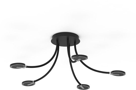 Deckenleuchte Turound 3376ZW Schwarz – dreh- und neigbar, aus Glas und Metall, Ø 91,5 cm, Steinhauer