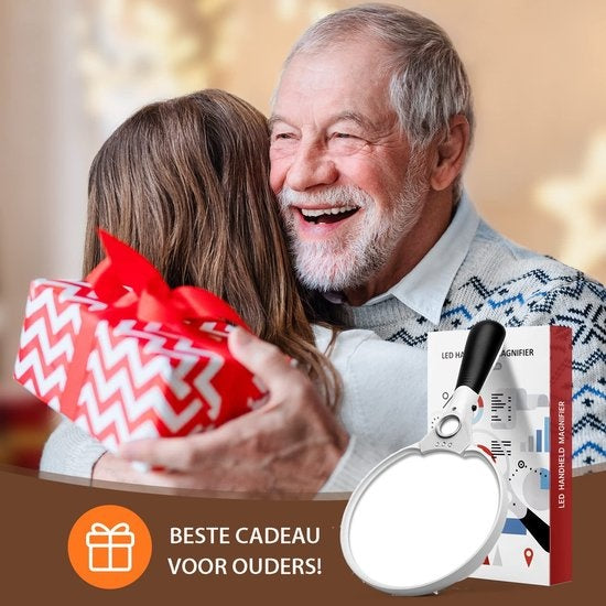SafeLife Lupe mit Beleuchtung - 3 x LED - 2x 4x 25x - Leselupe für ältere Menschen - Lupe mit LED Beleuchtung - Lupe für Erwachsene