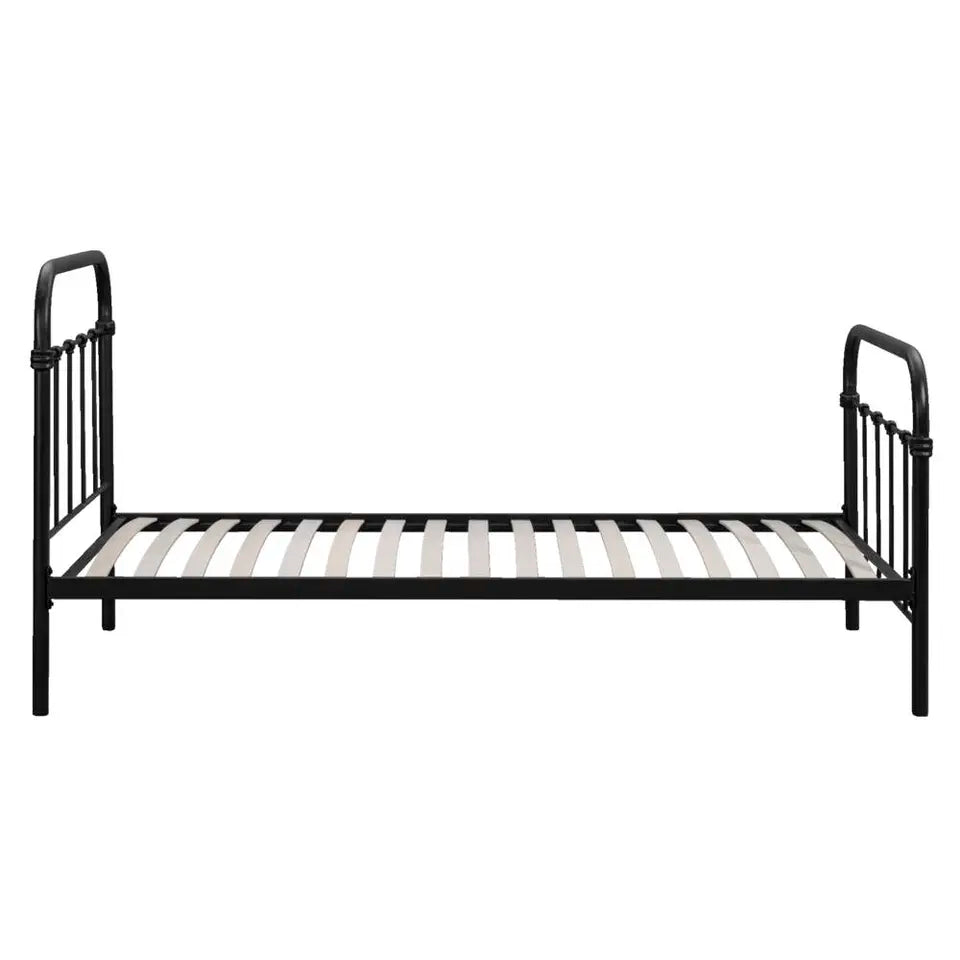 Leen Bakker Bett „Anne“ 90 x 200 cm – Metall – inklusive Lattenrost – matt anthrazit