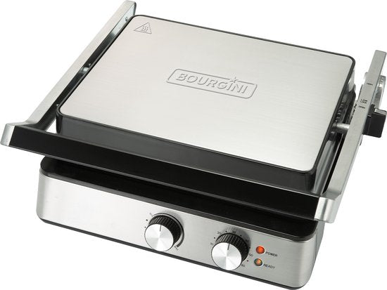 Bourgini - Kontaktgrill - 29cm x 23cm - Panini-Grill und Toast-Eisen - PFAS-freie Keramikbeschichtung