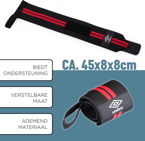 Umbro Handgelenkstützen - 2 Stück - Für Fitness, Crossfit und Krafttraining - Rot/Schwarz