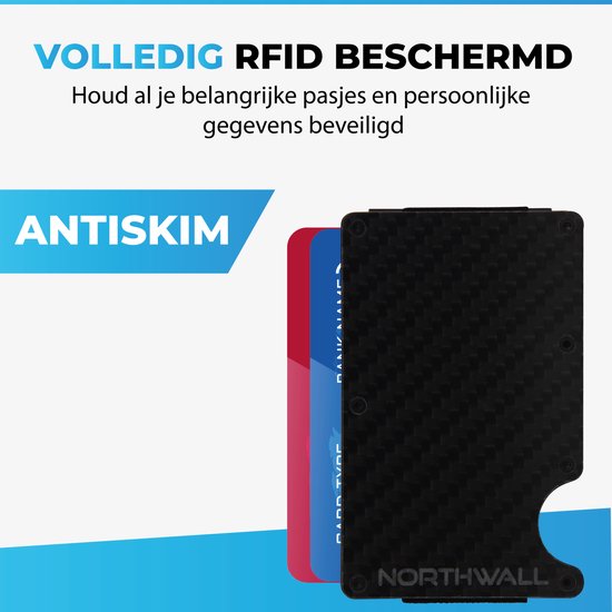 Northwall Kartenetui - Carbon-Kreditkartenetui mit Geldklammer - Geldklammer - RFID Anti-Skim - Bis zu 12 Karten