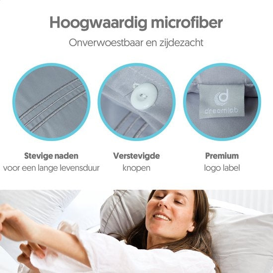 Dreamlab Dekbedovertrek set - 240 x 200/220 cm - Beddengoed met kussensloop - Twee persoons - Vier seizoenen - Microvezel - Stone Gray