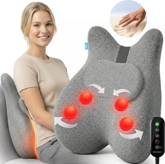 Lifeproducts - Massagekissen mit Memory Foam - Shiatsu-Nackenmassagegerät mit Wärmefunktion