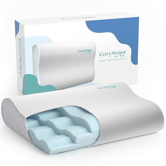 CozySense® Ergonomisches Kissen - Verstellbares Memory-Foam-Kissen - Memory-Foam-Schlafkissen - Seiten-, Rücken- und Bauchschläfer - 3-Schicht-System - Orthopädisch - Bambusbezug