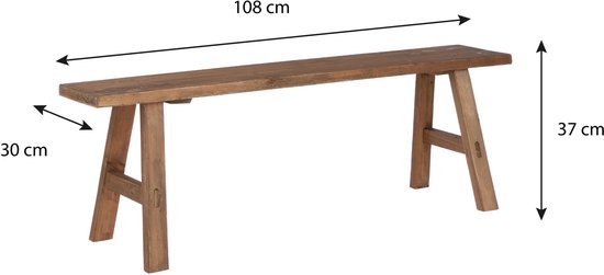 Mica Decorations Bold Holzbank – L 108 x B 20 x H 37 cm – Recyclingholz – Braun