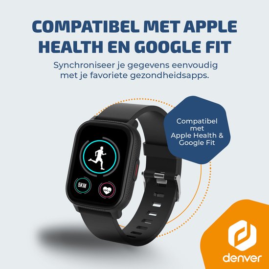 Denver Smartwatch – GPS – Herzfrequenzmesser – 100 Sportmodi – Sauerstoffsättigungsmesser – Vollständige Telefonfunktion – SWG155 – Schwarz