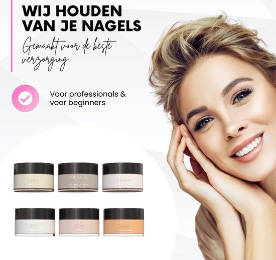 Moods Gellac Dipping Powder Starters Kit - The Nude - 6 Kleuren - Für Acryl Nagels - Dip Nagels