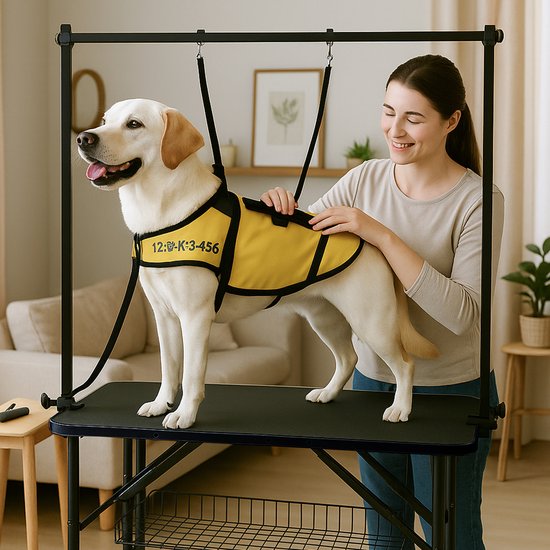 Animali Grooming Table - Pflegetisch für Hunde/Katzen - Hundepflegetisch - Zusammenklappbar - Leinenoption - Ablagekorb - 80KG Tragfähigkeit - Schwarz