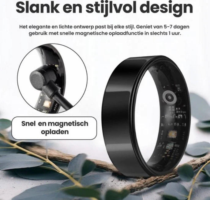 Saaf Smart Ring - Größe 11 - für Frauen und Männer - Activity Tracker - Wearables - Schwarz