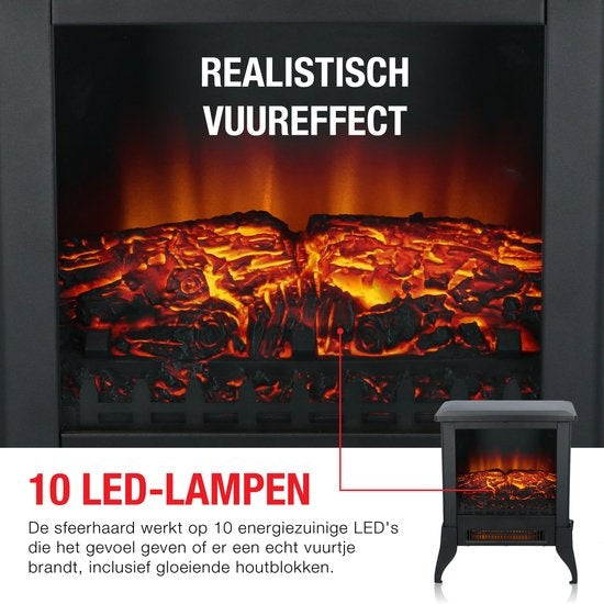 Classic Fire Electric Atmosphere Fireplace Verona - Freistehender Elektroofen - Flammeneffekt - 1800-2000 Watt - Schwarz