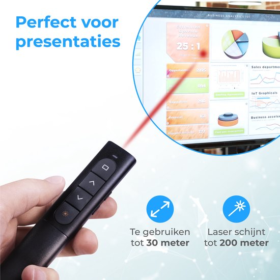 Nuvance - Presentation Clicker - Kabelloser Presenter für Präsentationen - USB Powerpoint-Fernbedienung mit Laserpointer - Schwarz