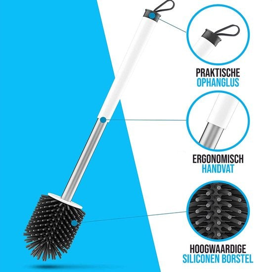 Strex Toilettenbürste Silikon mit Halter - Schnell trocknend, hygienisch und antibakteriell - Toilettenbürste - Toilettenbürstenhalter