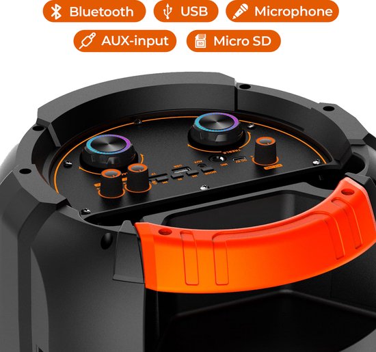 Denver Bluetooth Lautsprecher Party Box - Disco Lichter - Party Box - Inkl. Drahtloses Mikrofon & Fernbedienung - BPS459