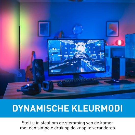 Grundig LED Stehleuchte - Stehleuchte 140cm - Dimmbares RGBW und weißes Licht - Inkl. Fernbedienung und Musiksensor