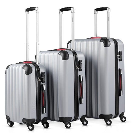 Monzana 3-teilige Kofferset - Hartschalenkoffern - Strapazierfähig und leicht - M/L/XL - Silber