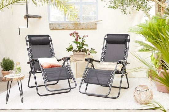 Komfortable Liegestühle - 2 Stück - Schwarz - Garten