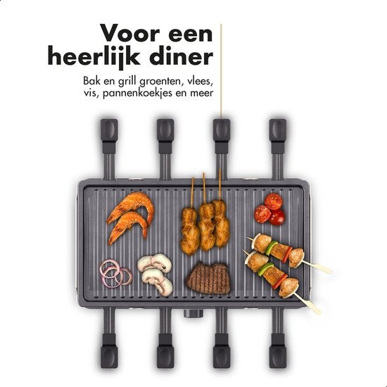 Studio Linea SLGRILL30BK Gourmet-Set - 8 Personen - 1400 W - Gourmet-Pfännchen und Gourmet-Platte mit Antihaftbeschichtung - Raclette