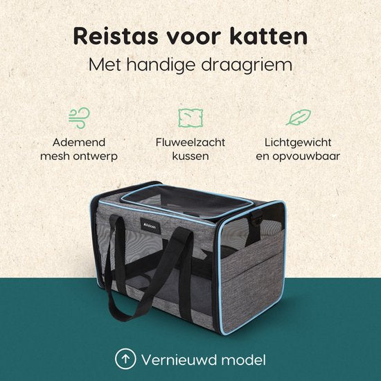 Volcan Reisetasche Katze - Baumwolle Reisekorb - Tragetasche Katzen oder kleiner Hund - Katze Reisekorb- Grau