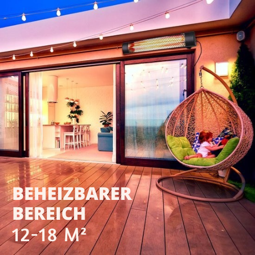 alpina - Terrassenheizer – Infrarotheizung – IP54 staub- und spritzwassergeschützt – 2000W