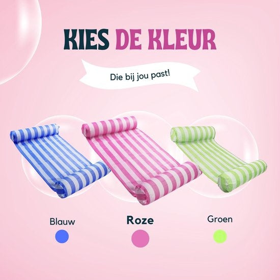 Travelly - Luxus-Wasserhängematte - Hängematte - Luftmatratze - Luftmatratze Pool - Wasserspielzeug - Wasserhängematte - Pink