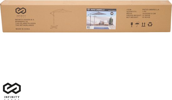 Infinity Goods - Sonnenschirm - 300 cm - inkl. Kreuzfuß - wasserdicht - dreh- und neigbar - höhenverstellbar - anthrazit