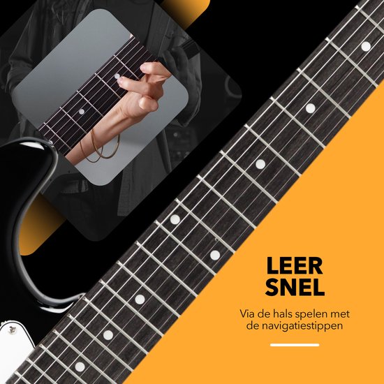 Finesse - Elektrische Gitarre - mit Lautsprecher & Zubehör - für Erwachsene & Kinder mit E-Learning Buch - Schwarz