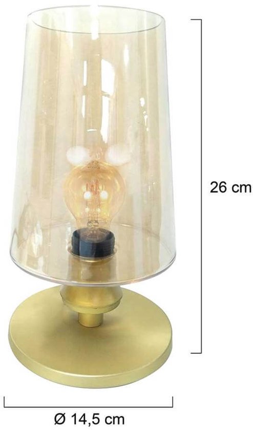 Tischlampe Ancilla 3103ME Messing, E27-Fassung, Touch-Ein-/Ausschaltung – Klassisches Design von Steinhauer – Aus Metall, Glas und Elektronik – 180 cm langes Kabel – Für den Innenbereich