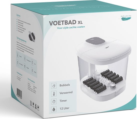 Soft & Silky - Fußbad - 12L - Heizung bis zu 48°C - Elektrisch - Mit Massage - Sprudel - Infrarot - Fußbad