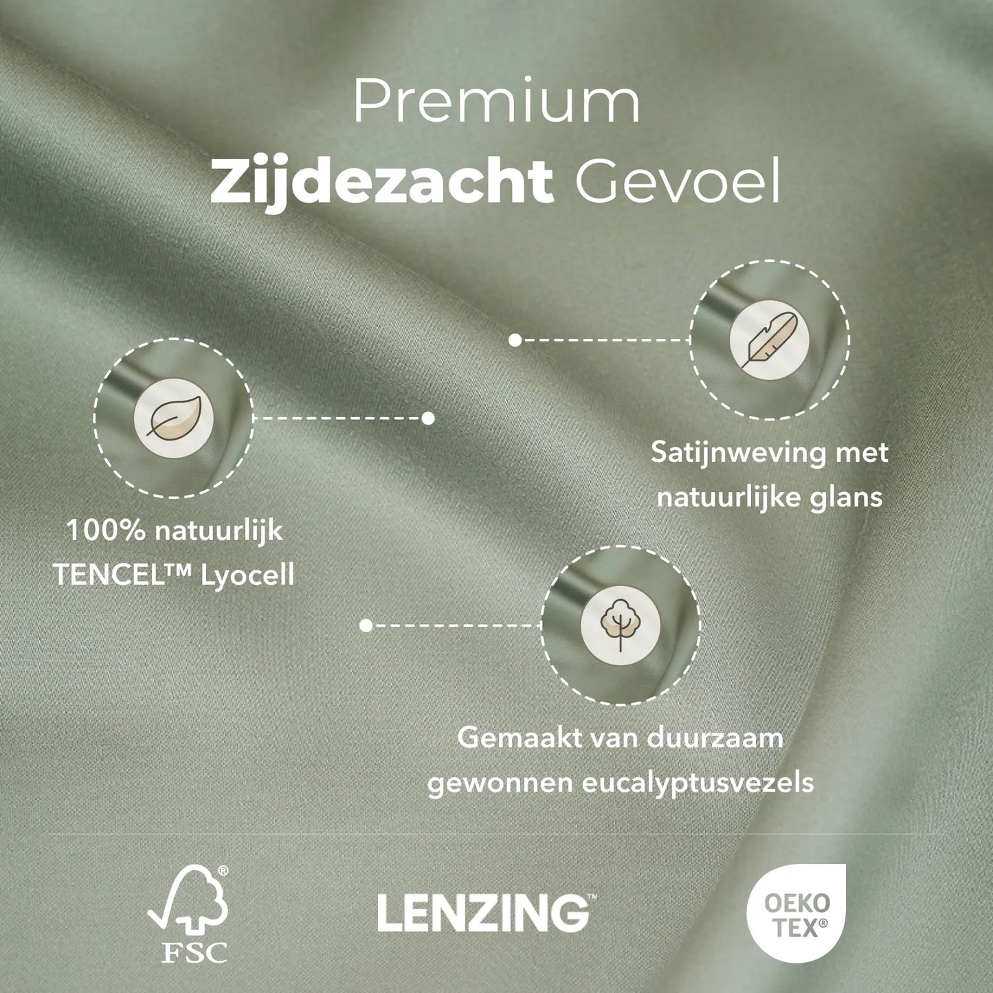 Sjumo - Tencel Satin Spannbetttuch - 90x200 cm - Salbei Grün Tencel & Baumwollsatin - Hochglanz & Seidenweich - Antiallergisch & Atmungsaktiv - Komfort in Luxushotelqualität