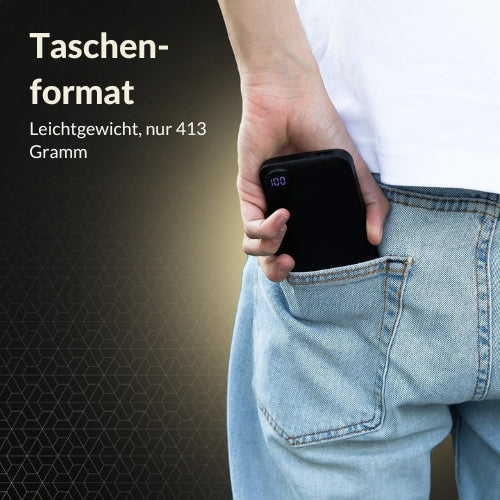 Surge Powerbank - 20.000mAh - 22,5W Schnellladegerät - 2x USB-C & 1x USB-A - 14,5 x 6,8 x 2,9 cm - Schwarz