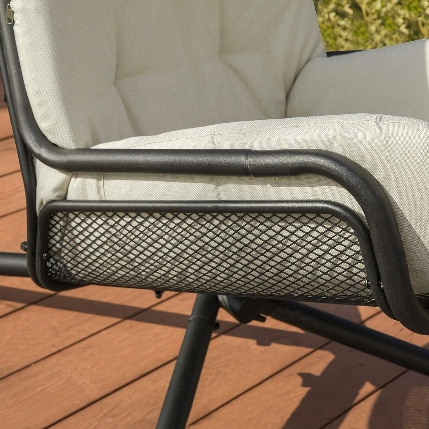 SoBuy Hängesessel inkl. Gestell - Max. 150 kg - 103 x 125 x 190 cm - Creme
