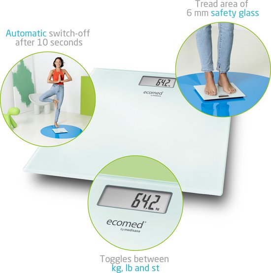 ecomed by Medisana PS-72E V2 Digitale Personenwaage Wägebereich (max.): 150 kg Weiß