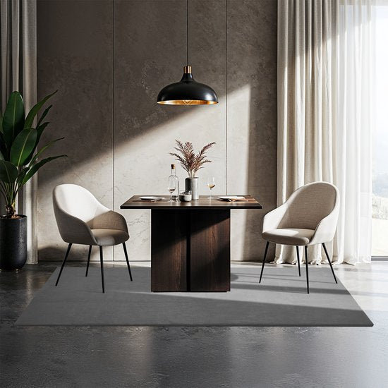 tectake® Kurzflorteppich - 120 x 170 cm - Grau - Teppich für Wohnzimmer, Schlafzimmer, Esszimmer - Pflegeleicht und waschbar - Rutschfeste Unterlage - Allergikerfreundlich - Verschiedene Größen und Farben