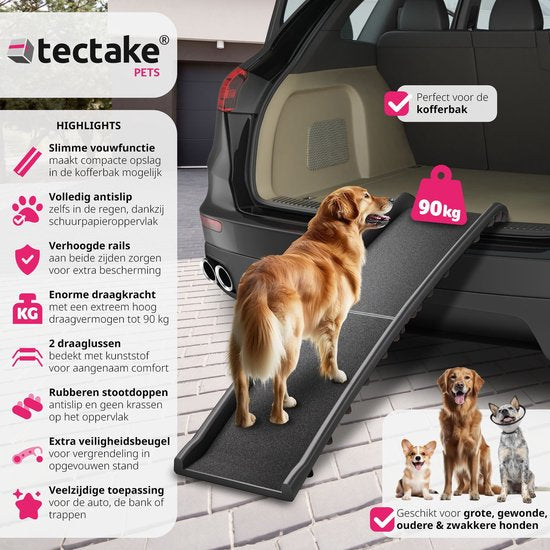 tectake - Hundetreppe Paw Step - Hundetreppe Walkway - Treppe Hund - zusammenklappbar und rutschfest, bis zu 90kg