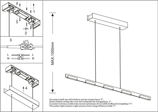 Steinhauer - Pendelleuchte - Bloc - Stahl - Glas Metall - Designleuchte - LED - 3296ST
