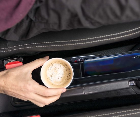 Dunlop Auto-Organizer – mit Getränkehalter – rutschfeste Matte – Schwarz