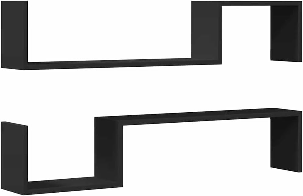 vidaXL Wandregale, 2er-Set – 100 x 15 x 20 cm – Schwarz – Lackiertes Holz