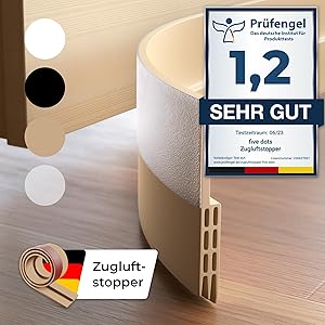five dots Zugluftstopper für Türen aus Silikon (selbstklebend) - hält Wärme im Raum und stoppt Zugluft unter der Tür - Zugluftstopper für Türen als Kälteschutz