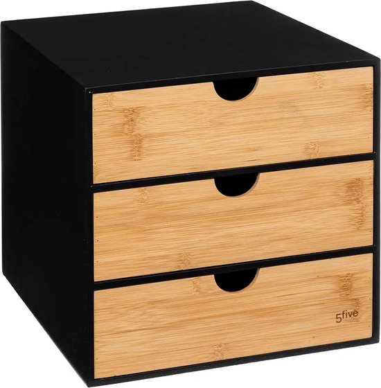 5Five Schreibtisch-Organizer mit Schubladenblock – 3 Schubladen – 25 x 31 x 24 cm – Holz