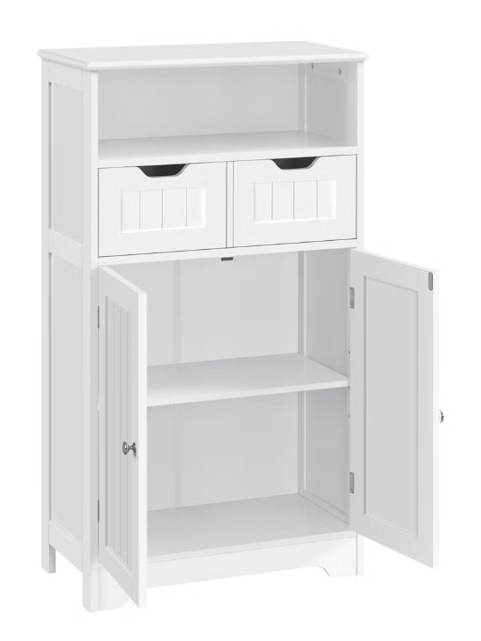 Yaheetech Badezimmerschrank mit verstellbarem Einlegeboden – Weiß – 60 x 30 x 104,5 cm