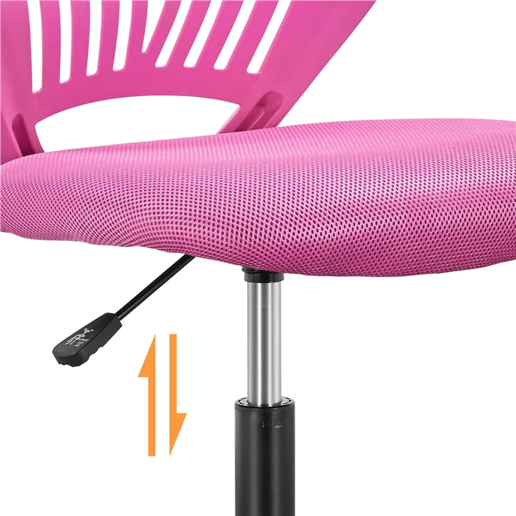 Yaheetech Bürostuhl, verstellbar, 50 x 55 x 79–92 cm – Rosa – Drehstuhl ohne Armlehnen