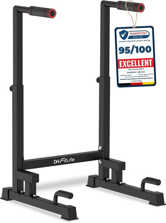 DH FitLife Dip Bars | Dip Stand Station | Power Station Fitnessgeräte für Zuhause | Parallettes Calisthenics Trainingsgeräte | Individuell einstellbare Höhe für Krafttraining
