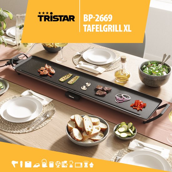 Tristar Griddle - BP-2670 - 1800W - Gourmet, Grillplatte XXL 100x23cm - 10-12 Personen