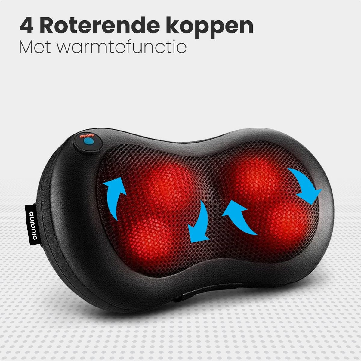 LifeGoods Elektrisches Shiatsu-Massage-Kissen Nacken- und Rückenmassage Wärmefunktion Schwarz