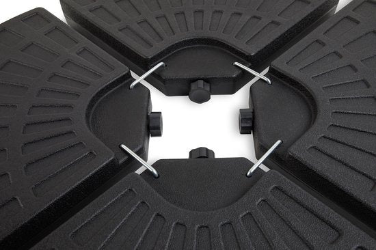 LIFA GARDEN Befüllbare Beschwerungsplatten - Sockel für Hängesonnenschirm in schwarz - Befüllbar mit Sand oder Wasser bis zu 50 kg - Wetterfest - 100 x 100 x 8 cm