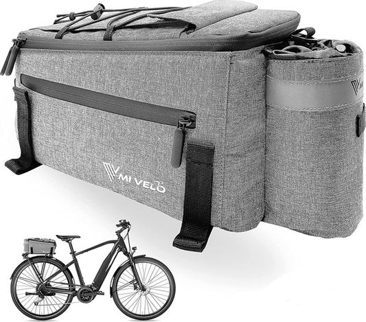 MIVELO - Packtasche für Gepäckträger - Kühltasche Fahrrad - isolierte Gepäcktasche - wasserdicht - 10 l - grau