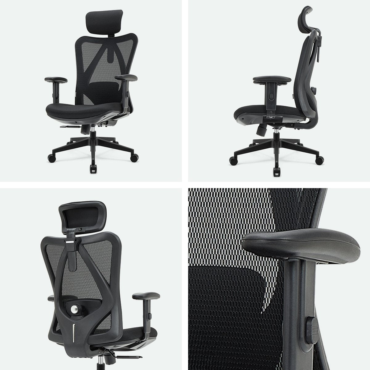 LifeGoods Bürostuhl - Ergonomisch - Bis 136 kg - 120° Kippmechanismus - Schwarz