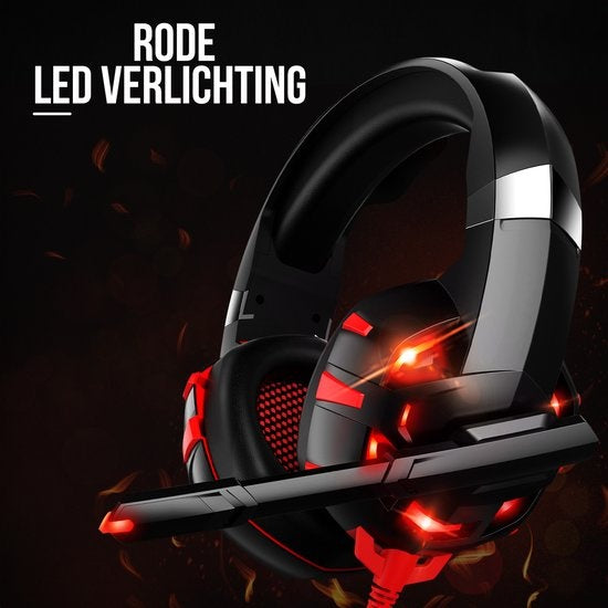 Strex - Gaming Headset - mit Mikrofon – 2,2m Kabel - für PC, PS4, PS5, & Xbox Seies - Schwarz/Rot